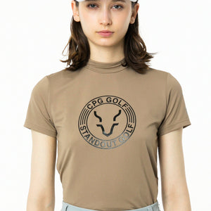 ロゴプリントモックネックショートスリーブ CPGゴルフ レディース 半袖 Tシャツ ゴルフウェア