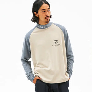 ゴルフウェア メンズ トップス Tシャツ 長袖 ロンT ラグラン ウォームタイプLS ベージュ 正面