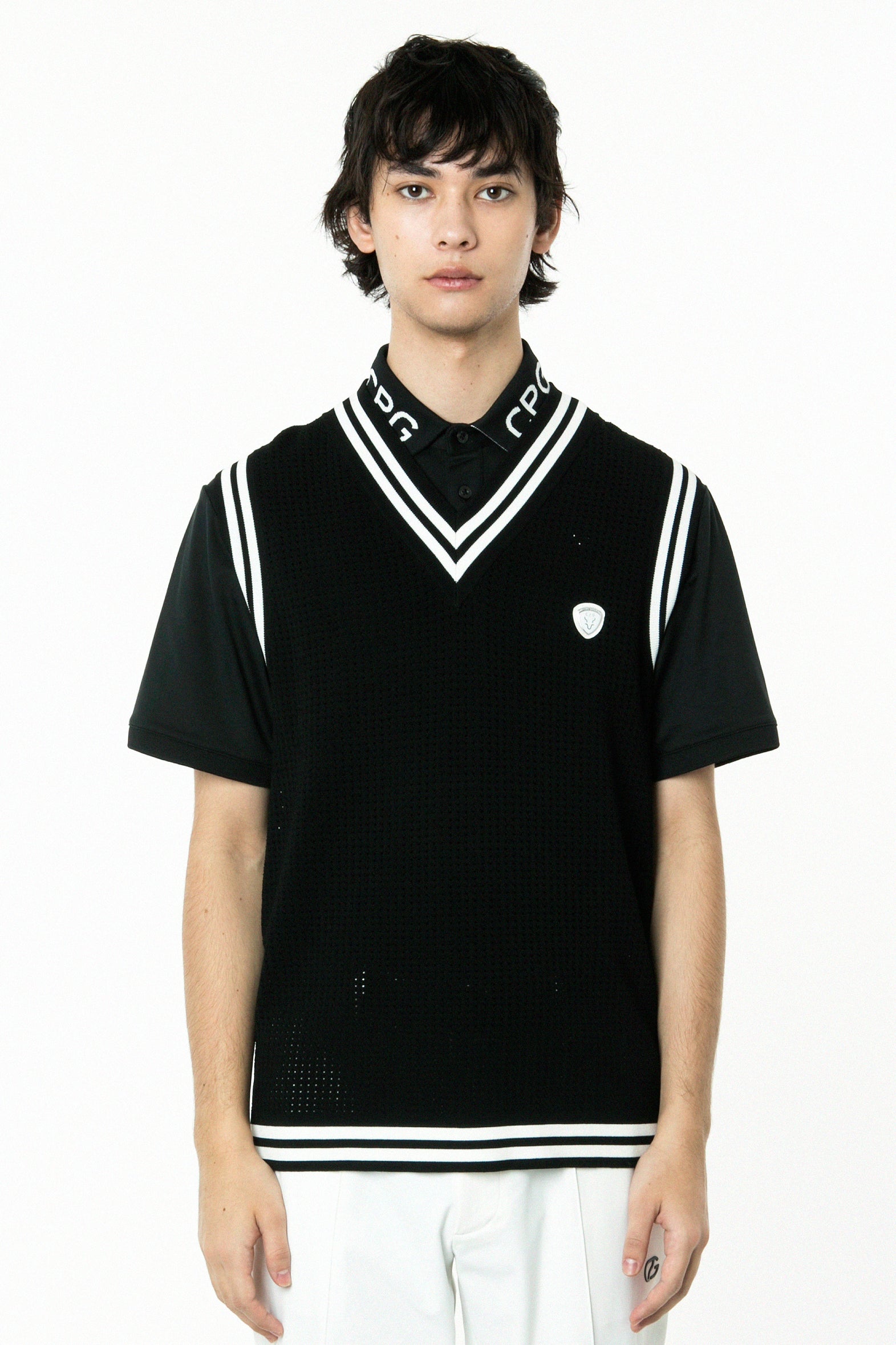 CPGゴルフ(CPG GOLF) ラインリブ入りメッシュニットベスト MEN