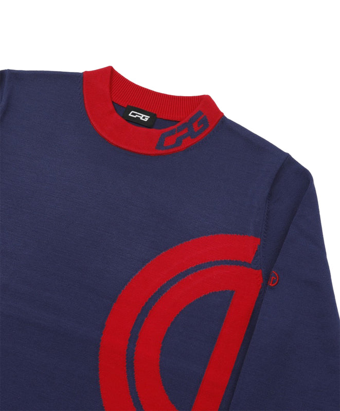 Middle neck logo motif knit sweater（ミドルネックロゴモチーフニットセーター）｜WOMEN