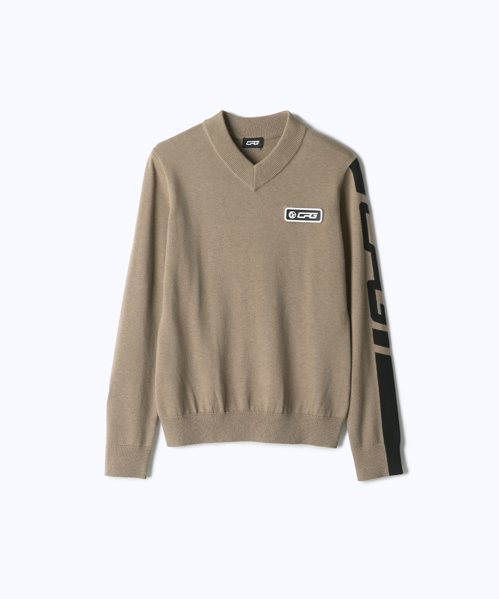 大人上品なおすすめコーデ logo side neck V knit（Vネックサイドロゴニット） GOLF CPG – レディースウェア