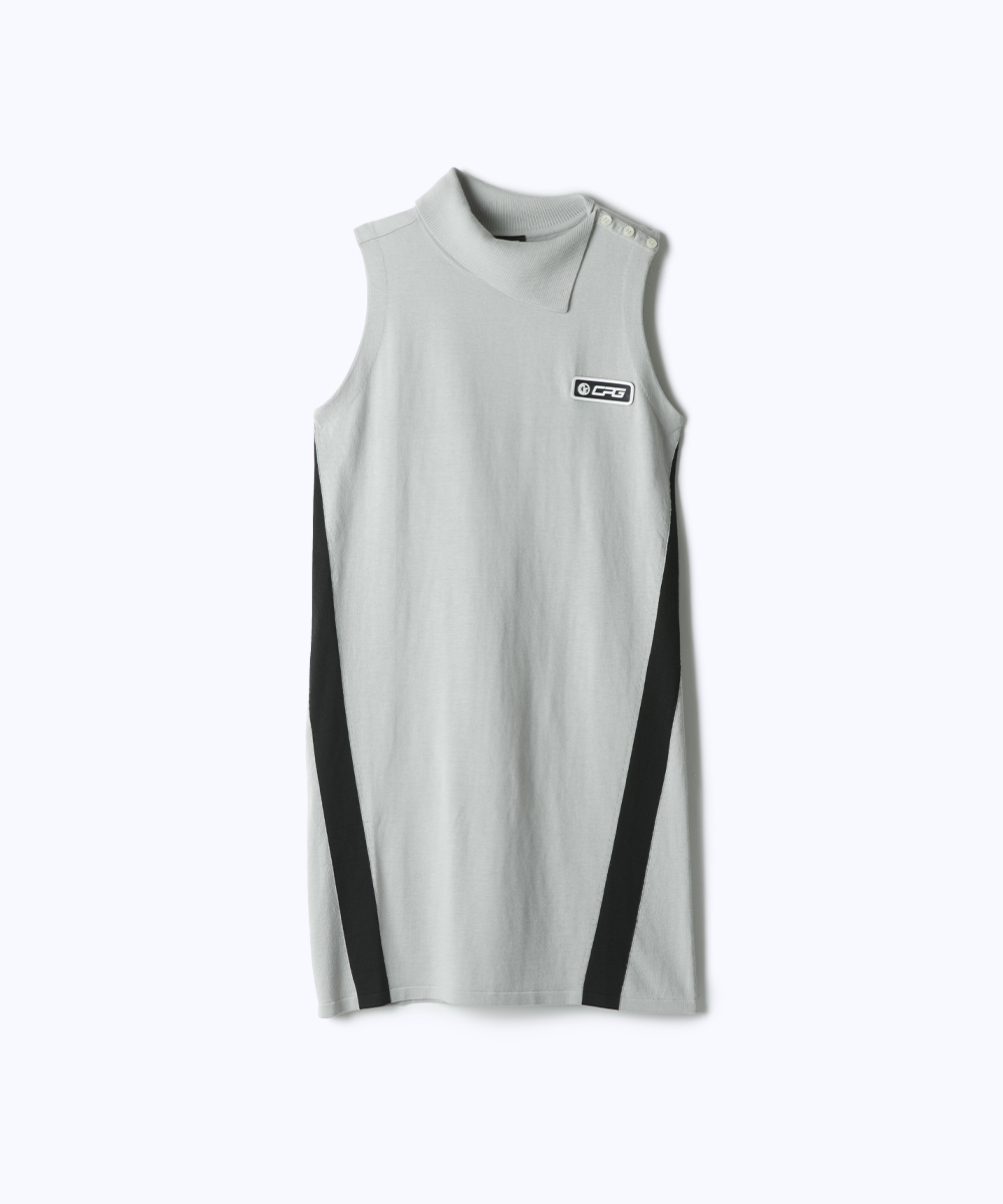 【Sample】バイカラーノースリーブニットドレス