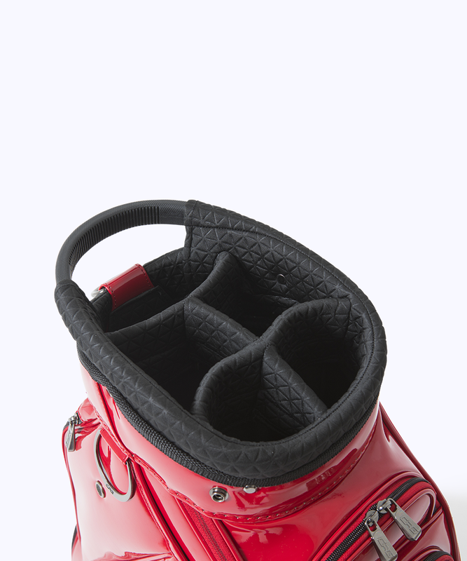 Enamel PU bar handle type caddy bag（エナメルPUバーハンドルタイプキャディーバッグ）