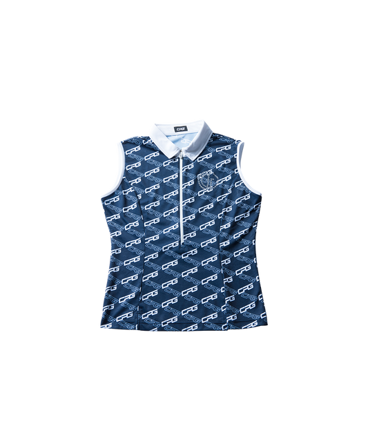 【Sample】バイアスロゴプリントスリーブレスポロ　WOMEN