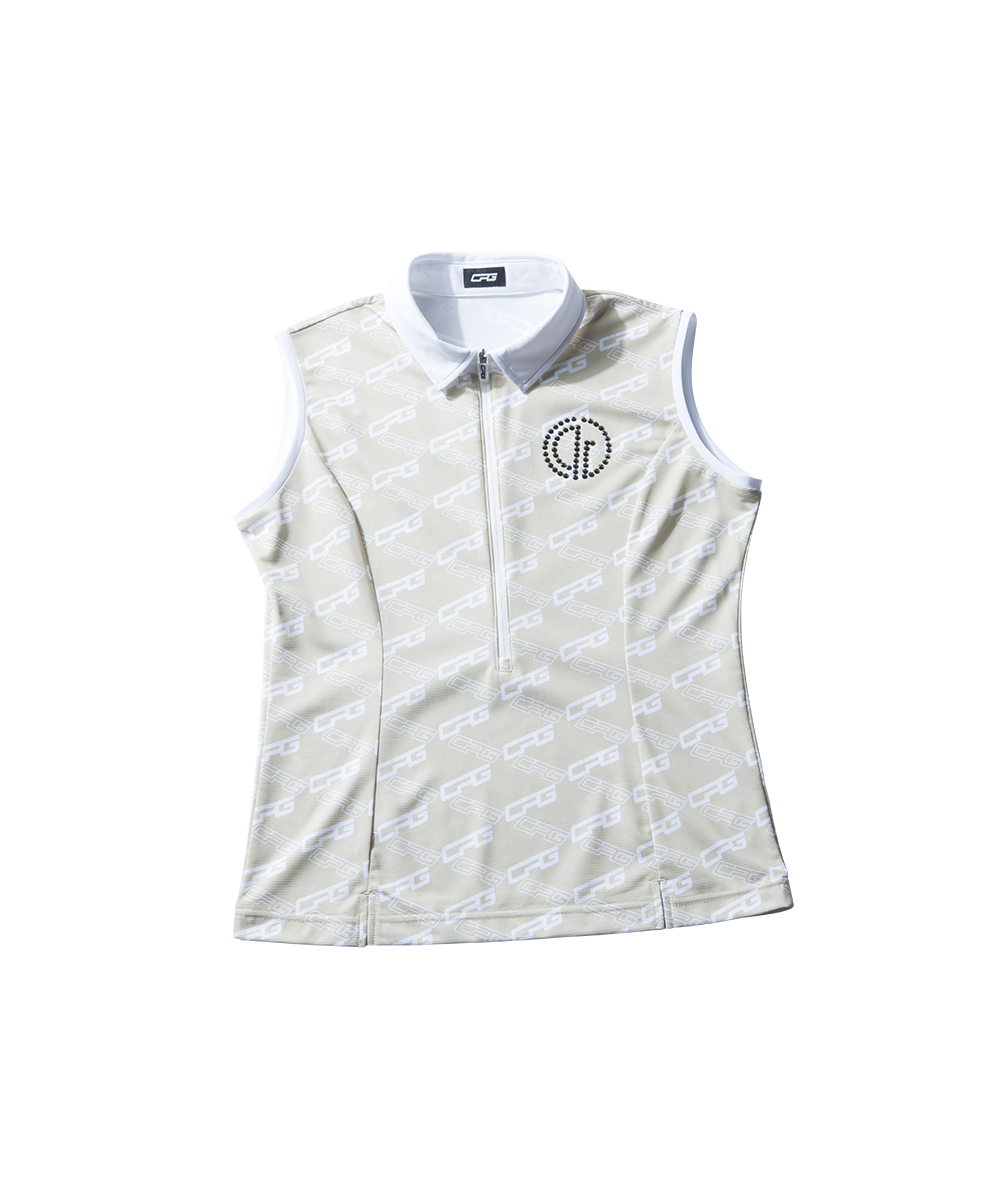 Bias logo print sleeveless polo (바이어스 로고 프린트 슬리브 레스 폴로) | WOMEN