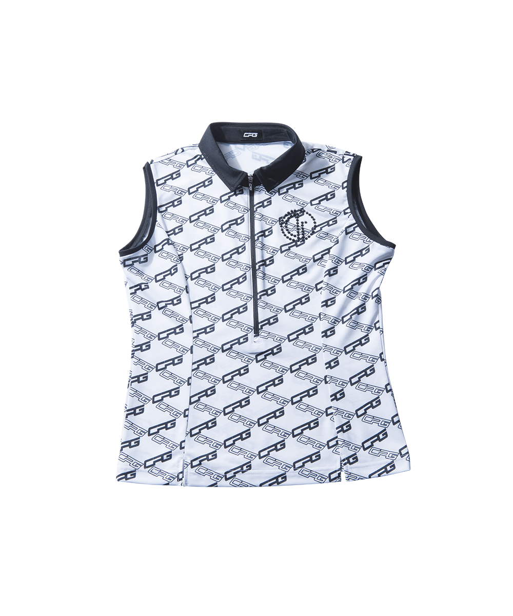 【Sample】バイアスロゴプリントスリーブレスポロ　WOMEN