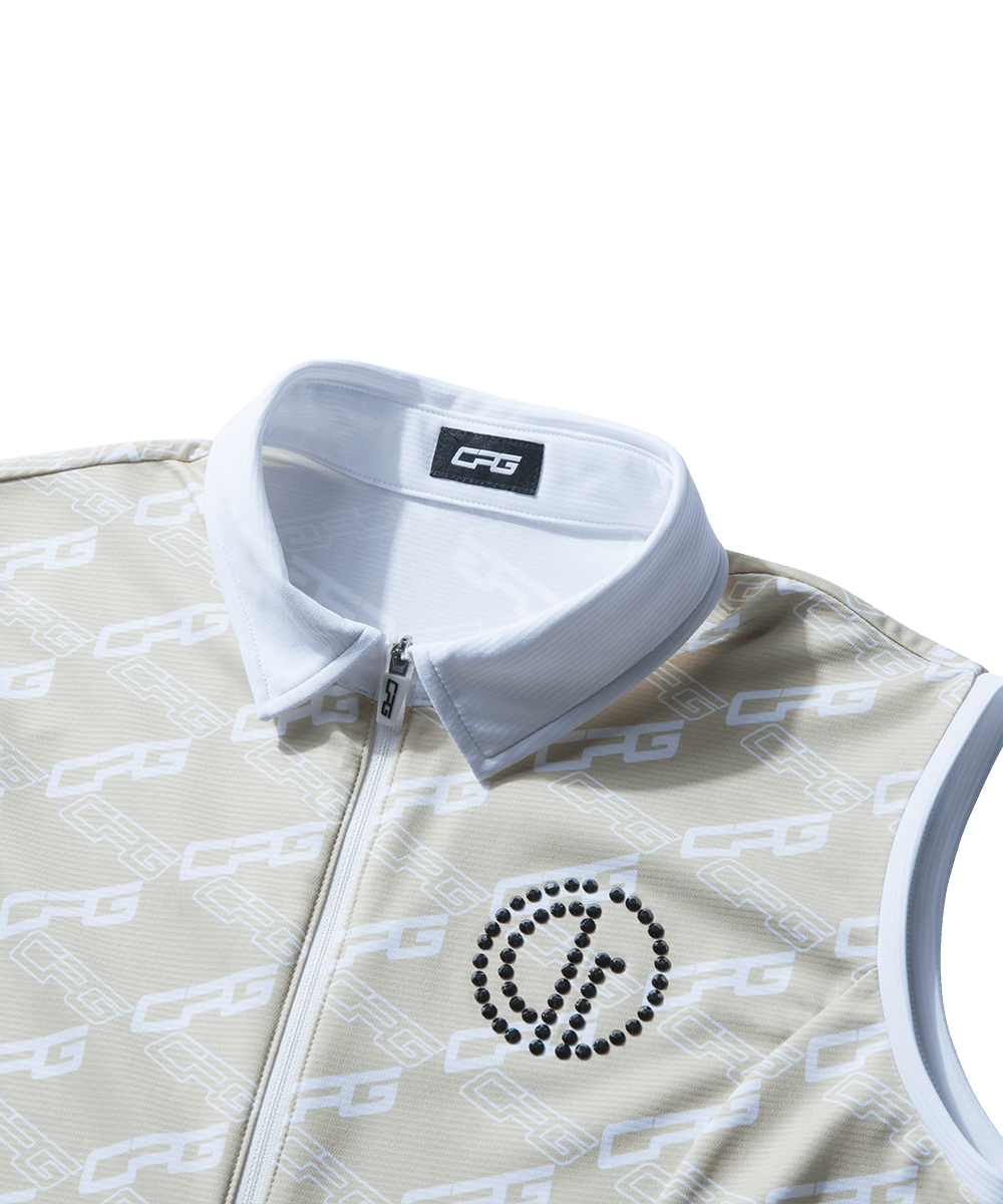 【Sample】バイアスロゴプリントスリーブレスポロ　WOMEN