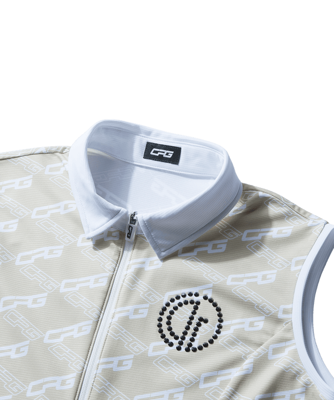 【Sample】バイアスロゴプリントスリーブレスポロ　WOMEN