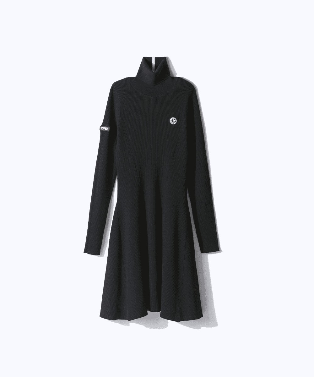 【Sample】ハイネックフレアニットワンピース