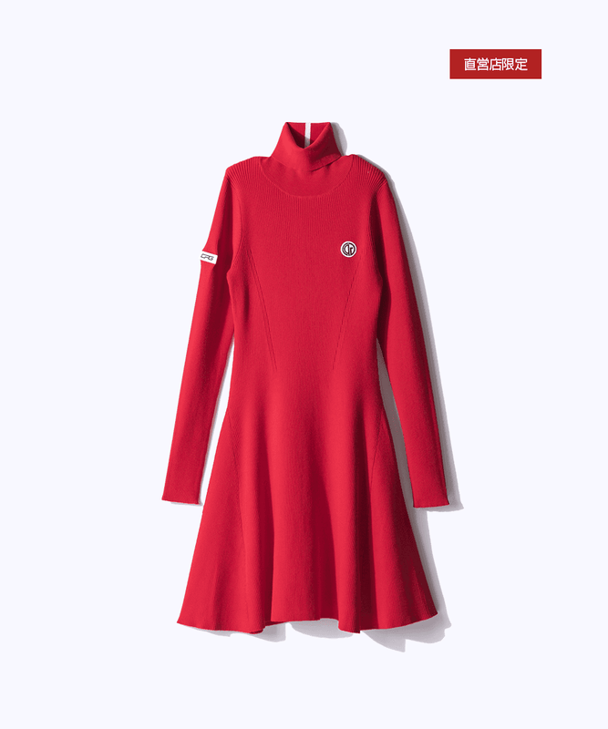 【Sample】ハイネックフレアニットワンピース