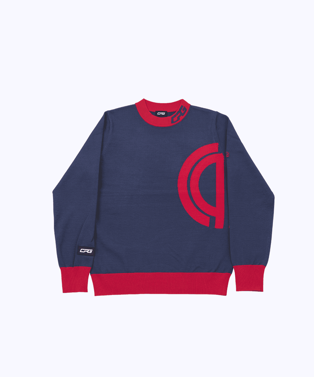 【Sample】Middle neck logo motif knit sweater | WOMENS