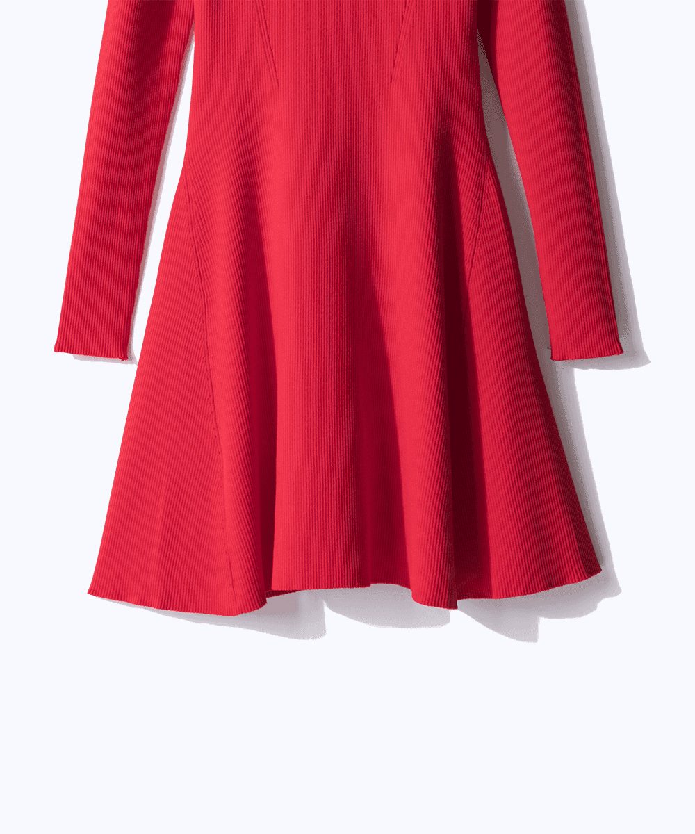 【Sample】ハイネックフレアニットワンピース