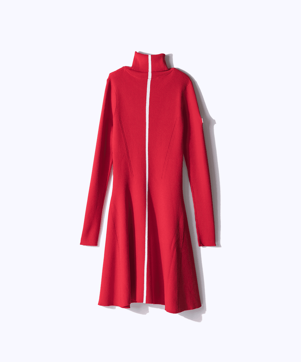 【Sample】ハイネックフレアニットワンピース