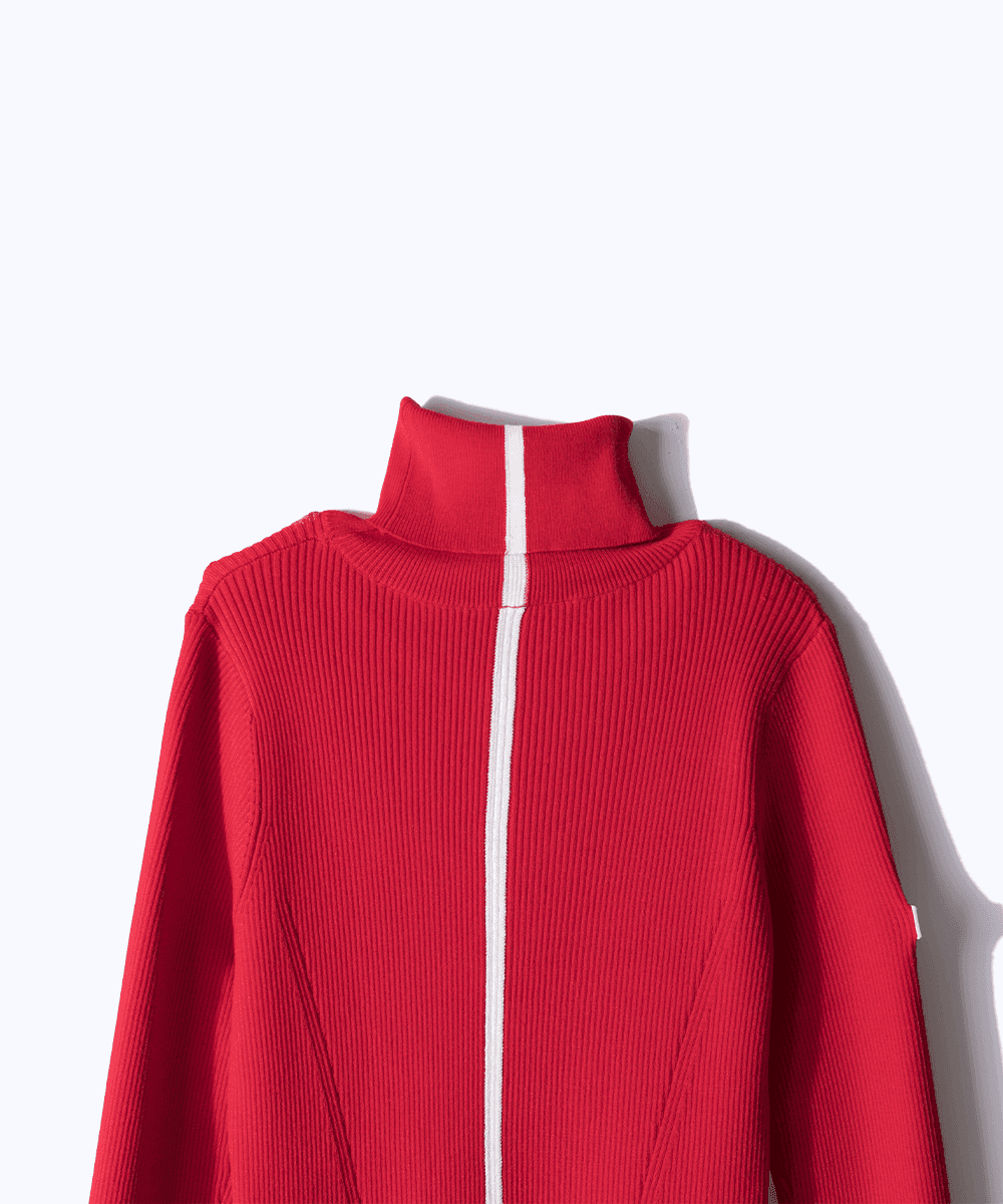 【Sample】ハイネックフレアニットワンピース