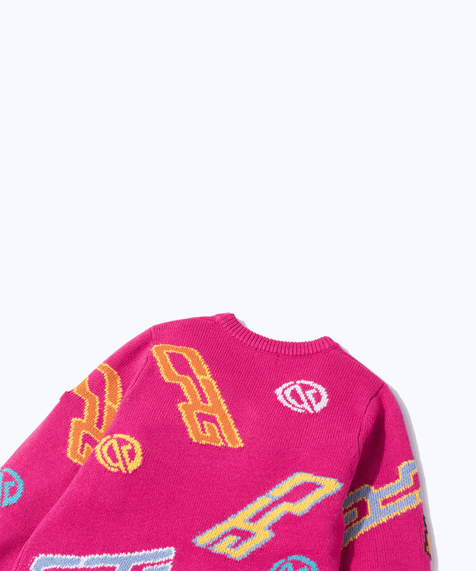 【再入荷】Crew neck logo pattern knit pullover（クルーネックロゴ柄ニットプルオーバー）