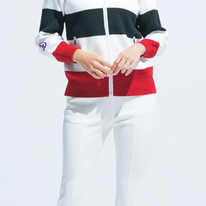 【9월 9일 이후 출하】 Border knit zip blouson(보더 니트 ZIP 블루존)