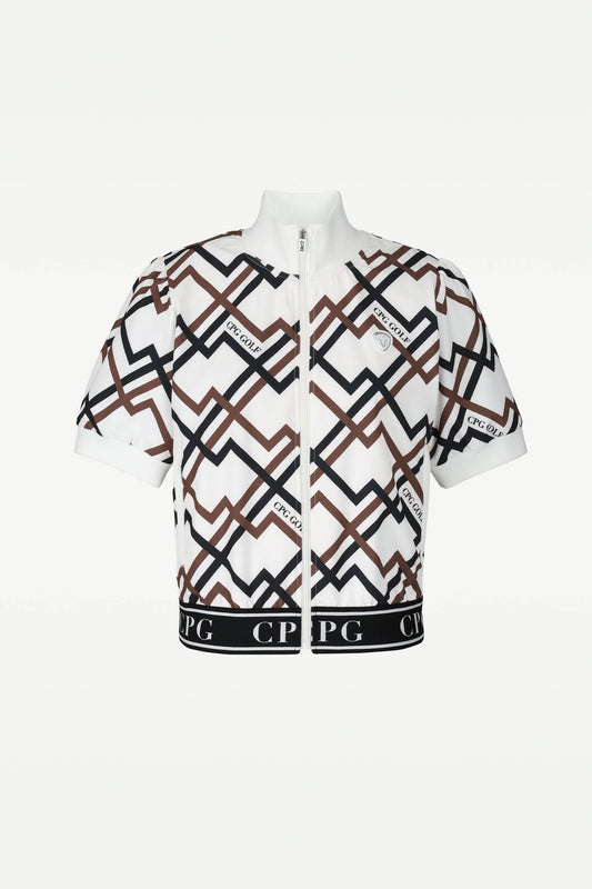 ジオメトリックプリントハーフジャケット CPGゴルフ 半袖 レディース ゴルフウェア
