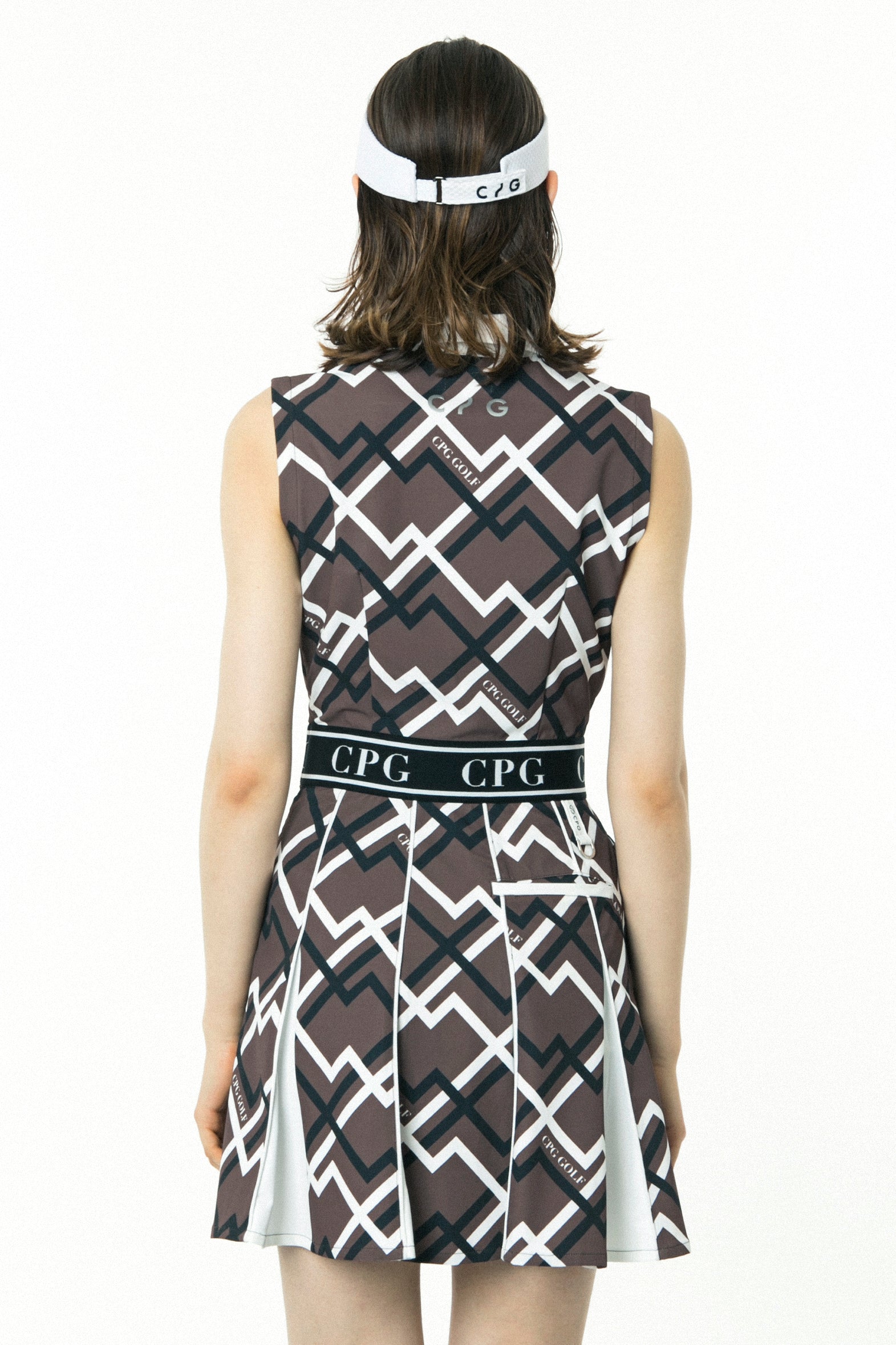 【Sample】ジオメトリックプリントボックスプリーツワンピース