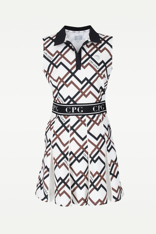 【Sample】ジオメトリックプリントボックスプリーツワンピース