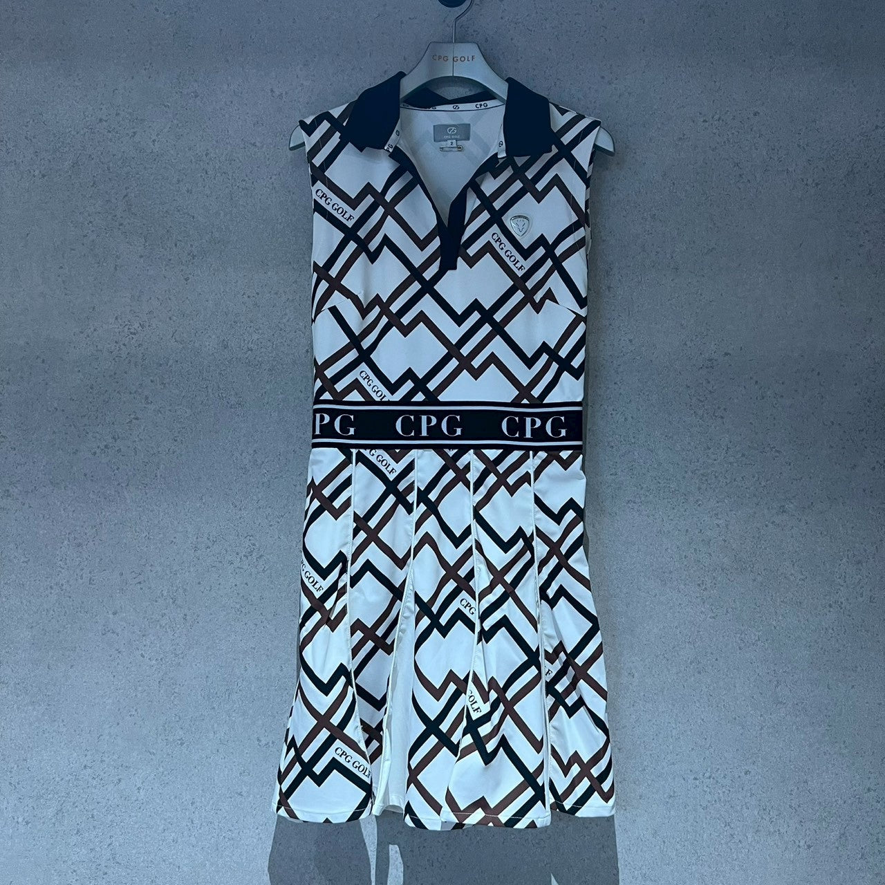 【Sample】ジオメトリックプリントボックスプリーツワンピース