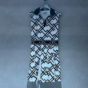 【Sample】ジオメトリックプリントボックスプリーツワンピース