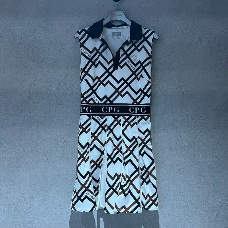 【Sample】ジオメトリックプリントボックスプリーツワンピース