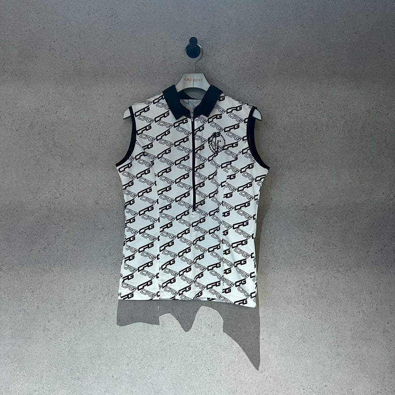 【Sample】バイアスロゴプリントスリーブレスポロ　WOMEN