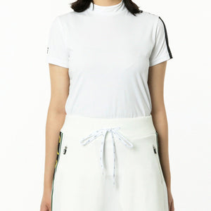 【9월 9일 이후 출하】 스탠드 넥 원 사이드 전환 라인 SS(쇼트 슬리브)