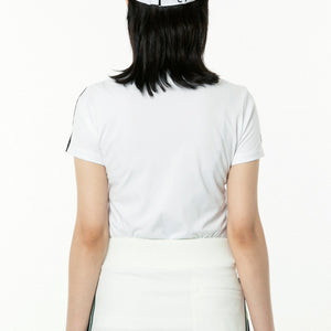 【9월 9일 이후 출하】 스탠드 넥 원 사이드 전환 라인 SS(쇼트 슬리브)