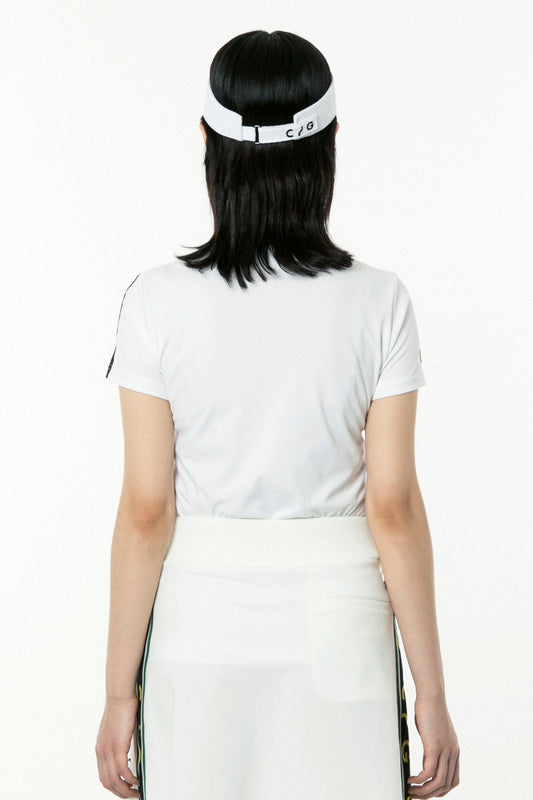 【9월 9일 이후 출하】 스탠드 넥 원 사이드 전환 라인 SS(쇼트 슬리브)