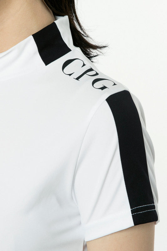 【9월 9일 이후 출하】 스탠드 넥 원 사이드 전환 라인 SS(쇼트 슬리브)