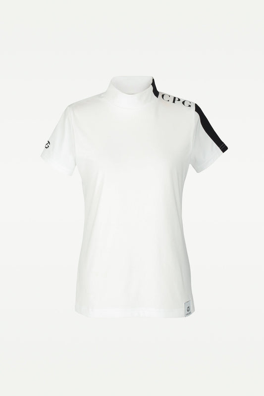 【9월 9일 이후 출하】 스탠드 넥 원 사이드 전환 라인 SS(쇼트 슬리브)