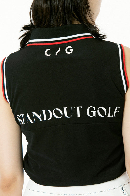 ジップアップノースリーブポロ CPGゴルフ ポロシャツ 袖なし レディース ゴルフウェア