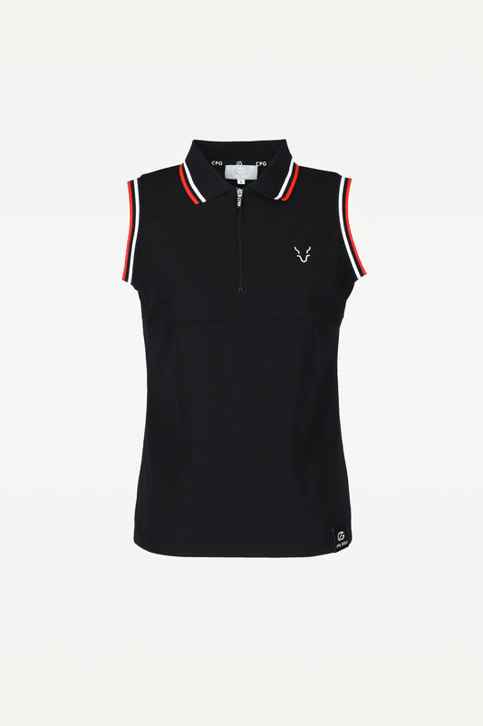 ジップアップノースリーブポロ CPGゴルフ ポロシャツ 袖なし レディース ゴルフウェア