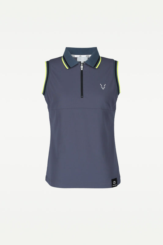 ジップアップノースリーブポロ CPGゴルフ ポロシャツ 袖なし レディース ゴルフウェア