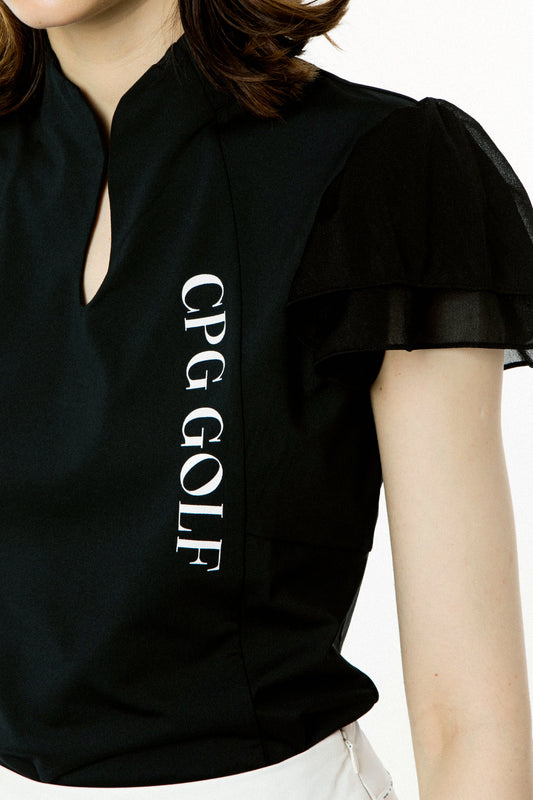 マオカラー袖シフォンSS