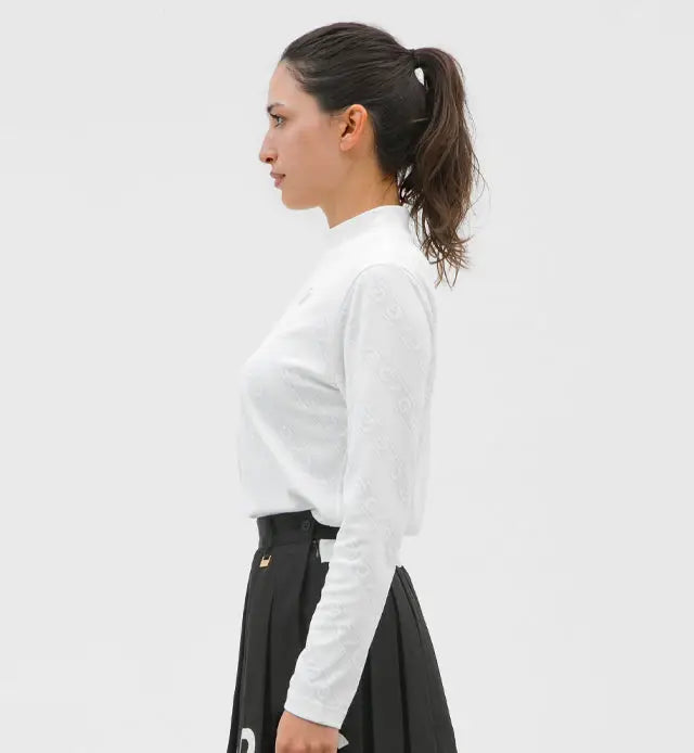 【Sample】ロゴジャガード柄モックネックLS