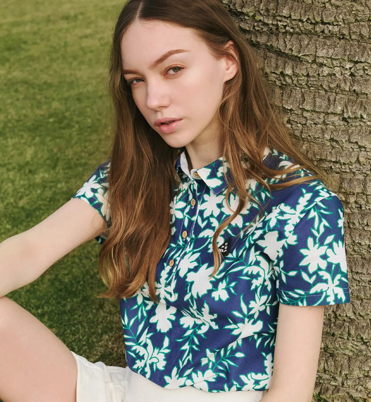 FLOWER MOTIF POLO SS