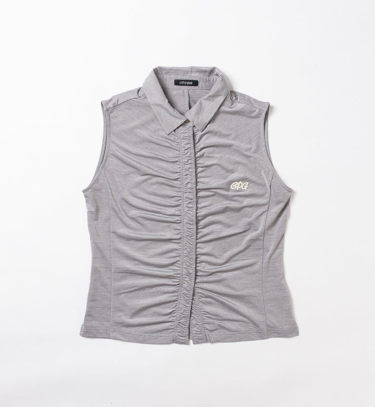 【26SS 新作】Front Gathered No Sleeve POLO -sample-