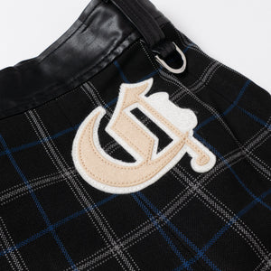 【new arrival】ストレッチフェイクレザーショートパンツ×オックスチェック巻きスカート３ＷＡＹボトムス-SAMPLE-