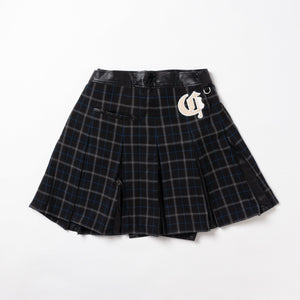 【new arrival】ストレッチフェイクレザーショートパンツ×オックスチェック巻きスカート３ＷＡＹボトムス-SAMPLE-