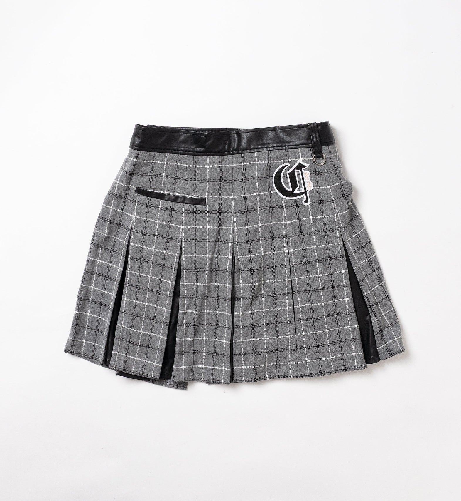 【new arrival】ストレッチフェイクレザーショートパンツ×オックスチェック巻きスカート３ＷＡＹボトムス-SAMPLE-