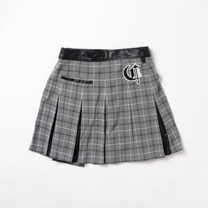 【new arrival】ストレッチフェイクレザーショートパンツ×オックスチェック巻きスカート３ＷＡＹボトムス-SAMPLE-