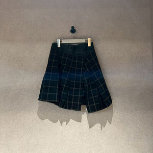 【Sample】ストレッチフェイクレザーショートパンツ×オックスチェック巻きスカート３ＷＡＹボトムス
