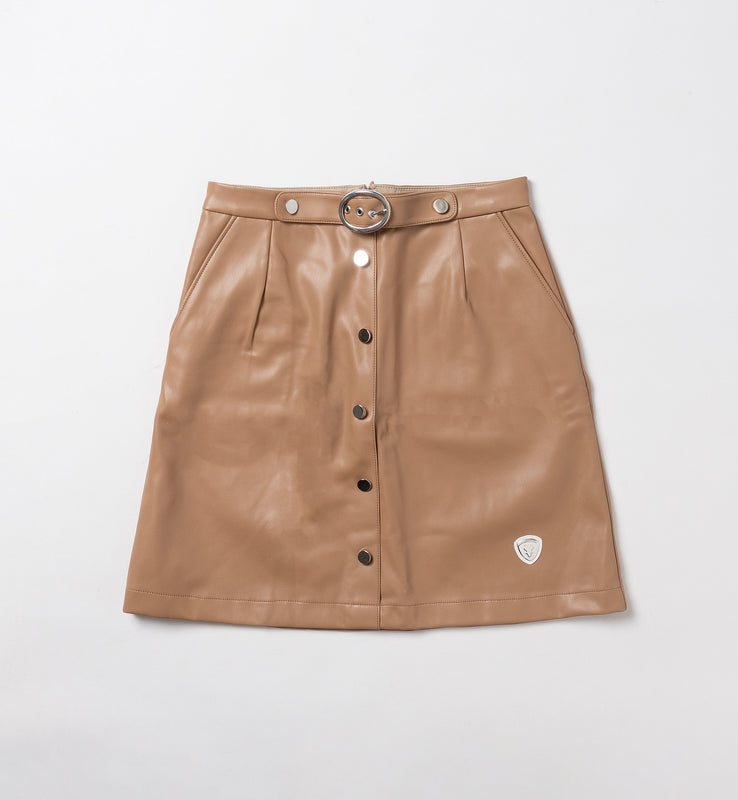 【new arrival】ベルト付きフェイクレザーストレッチスカート-SAMPLE-