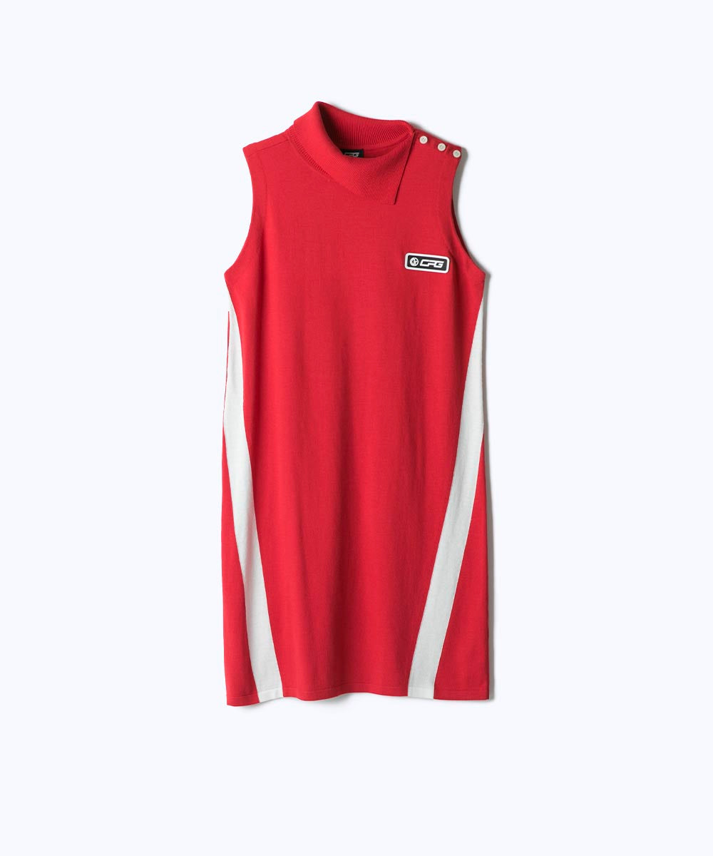 【Sample】バイカラーノースリーブニットドレス