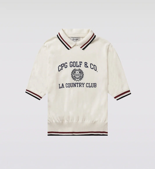 【new arrival】COLLEGE LOGO POLO KNIT SS-SAMPLE-