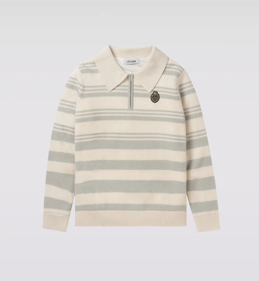 BORDER POLO ZIP LS