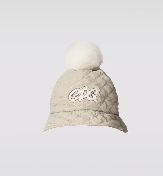 【new arrival】NYLON QUILTING BUCKET HAT WITH POMPOM-SAMPLE-