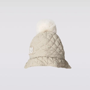 NYLON QUILTING BUCKET HAT WITH POMPOM -sample-